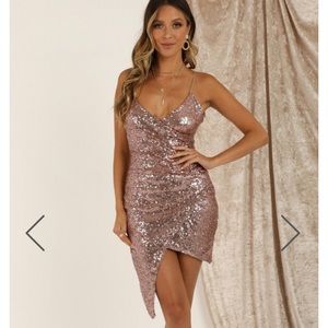 Rose gold sequin dress